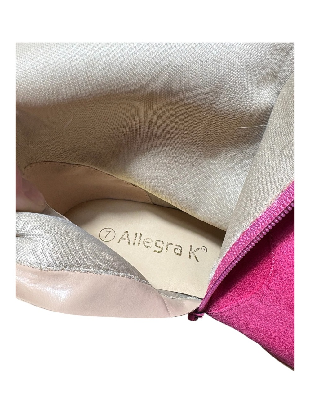 NEW Allegra K Hot Pink Faux Suede Knee High Boots Block Heel size 7 - Picture 8 of 8
